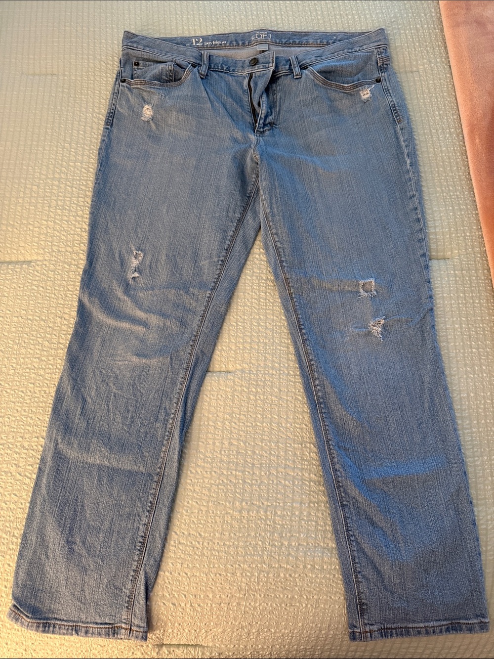 LOFT Light Blue Straight Leg Distressed Jeans
